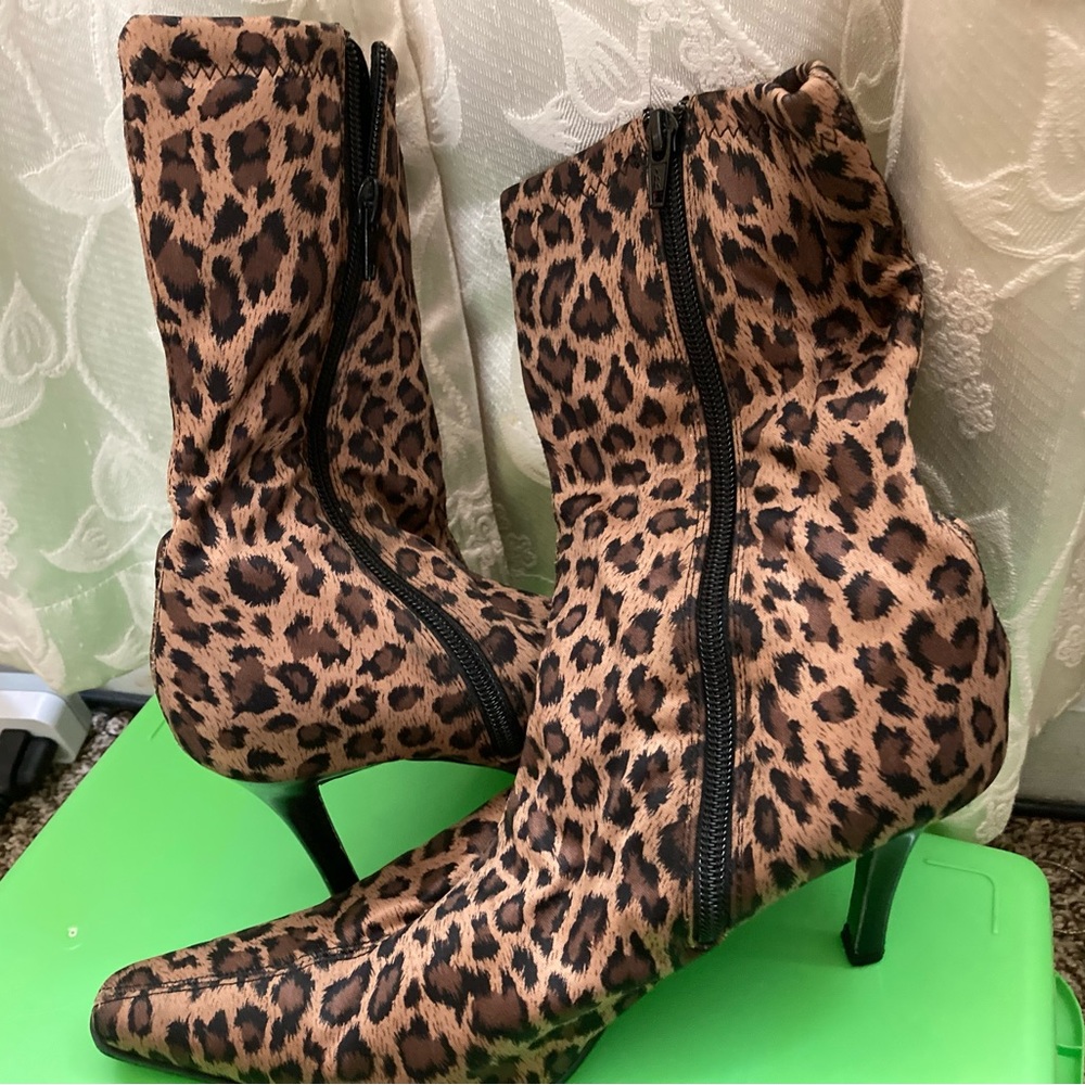 Cheeta print dress boots